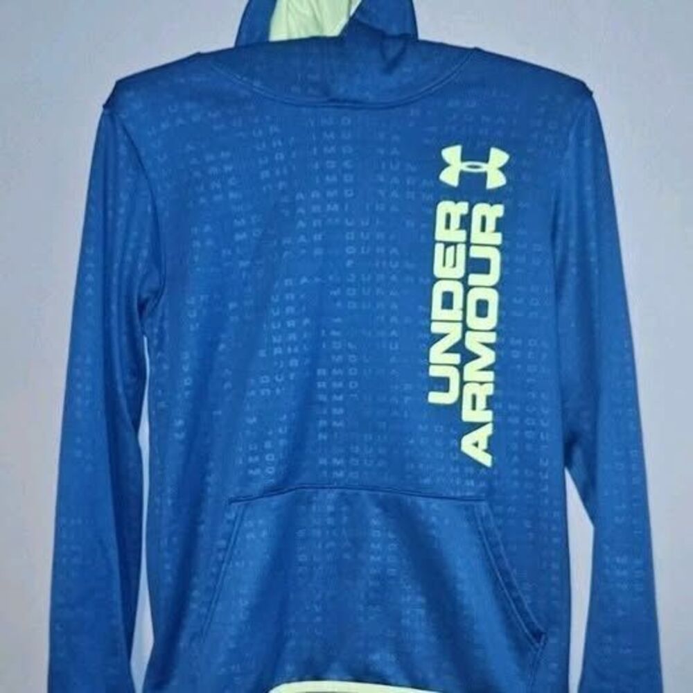 Under Armour Little Boy's YXS  Size 7 Blue Hoodie Hooded Sweatshirt Coldgear